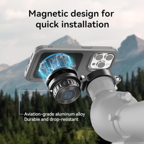 APEXEL Magnetic Telescope Phone Adapter, 45-55mm Aluminum Foldable Photo Adapter Fits All Smartphone, Universal Phone Mount for Binocular, Monocular, Microscope, Spotting Scope