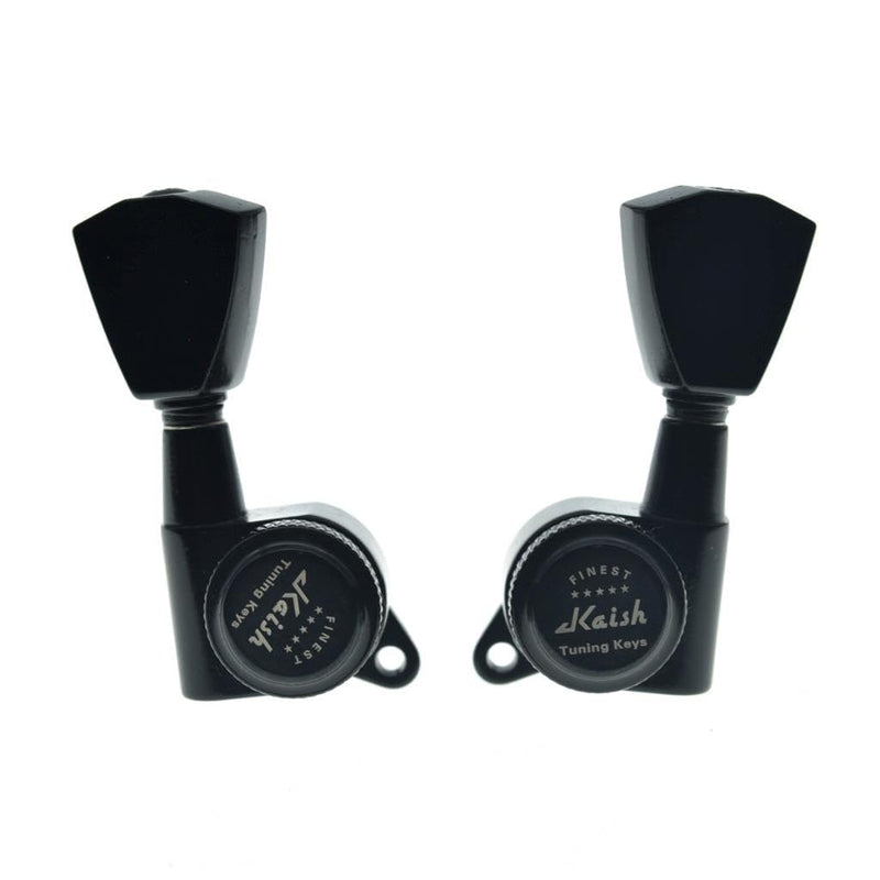 KAISH 3x3 Locking Tuners 18:1 Guitar Tuning Keys Locking Tuning Machines with Keystone Buttons for LP/Les Paul/SG/ES or Acoustic Guitars Black