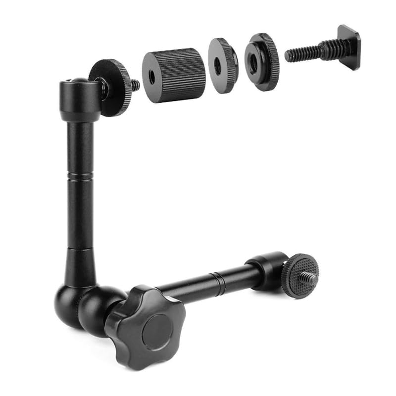 [AUSTRALIA] - HuaerHui 11 Inch Adjustable Articulating Friction Magic Arm with 1/4" Thread Screw and Hot Shoe Mount Adapter for DSLR Camera Rig/Camcorder/LCD Monitor/LED Lights/Flash Light/Microphone 