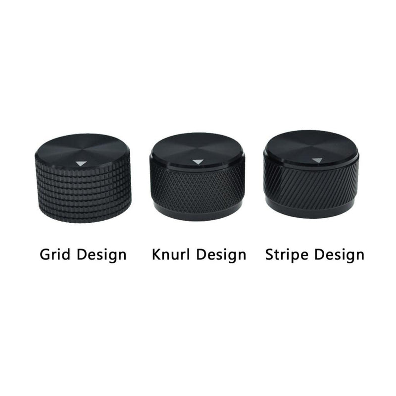 KAISH 2-Pack 1-3/16"(30mm) Diam. Aluminium Potentiometer Knobs 1/4" Universal Metal Pot Knobs with Indicator and Set Screw for AMP Amplifier/Power Amplifier/Preamps Black with Knurl Design