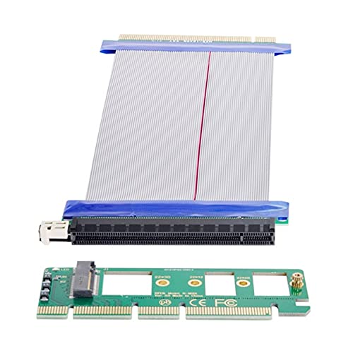 NFHK NGFF M-Key NVME AHCI SSD to PCI-E 3.0 16x x16 Vertical Adapter with Cable Male to Female Extension