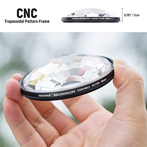 NEEWER 58mm Kaleidoscope Prism Lens Filter, Photography Prism Crystal Glass Effect Filter with Multi Refraction and Variable Number of Photographic Subjects, 10102501