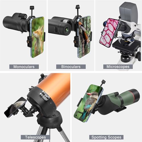 Waterproof Compact Monocular 10x25 - Bundle with - Smartphone Telescope Adapter Camera Mount