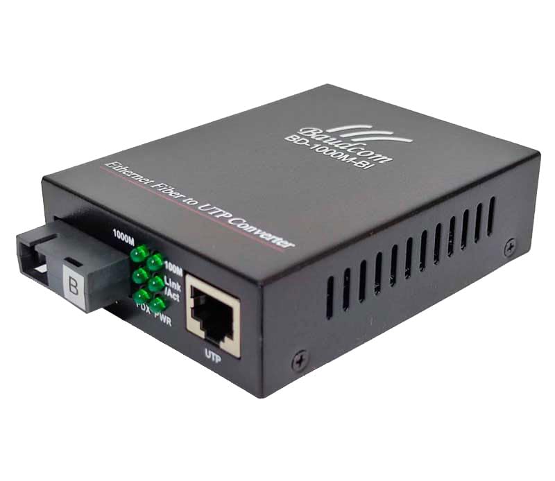 Gigabit Ethernet Fiber Media Converter 10/100/1000M, SC Single Transceiver, 20KM Single Mode, RJ45 to 1000Base-LX, BIDI 20KM