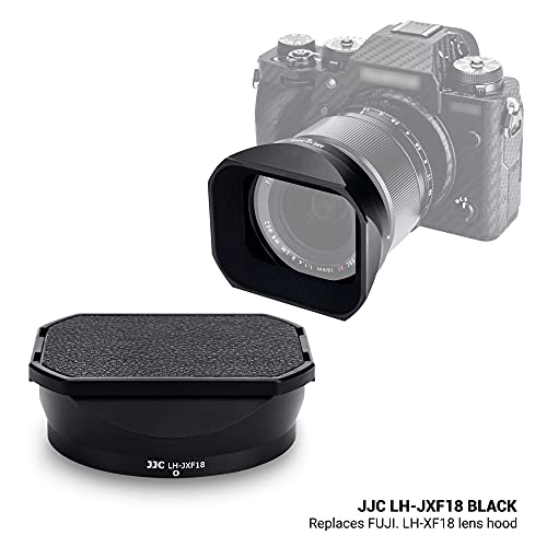 JJC Metal Square Lens Hood for Fujifilm Fuji Fujinon XF 18mm f/1.4 R LM WR Lens Replaces Fujifilm LH-XF18 Lens Hood with a Hood Cap on Camera X-T5 X-T4 X-T3 X-T30 II X-T20 X-S20 X-S10 X-H2S X-H2 For XF 18mm f/1.4