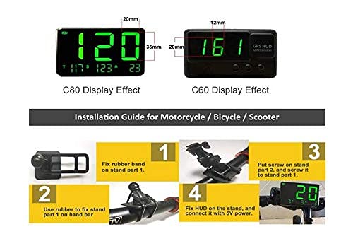 [AUSTRALIA] - HUD Original Universal GPS Head Up Display Speedometer Odometer Car Digital Speed Display MPH Over Speed Alarm Car Clock for All Vehicles C60S/C80/C90 