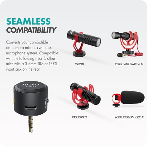 Movo WM-VXR10 Wireless Shotgun Mic Adapter for Camera/DSLR/3.5mm/TRS - Compatible VXR10, VXR10-PRO, and Rode VideoMicro TRS / Camera & DSLR