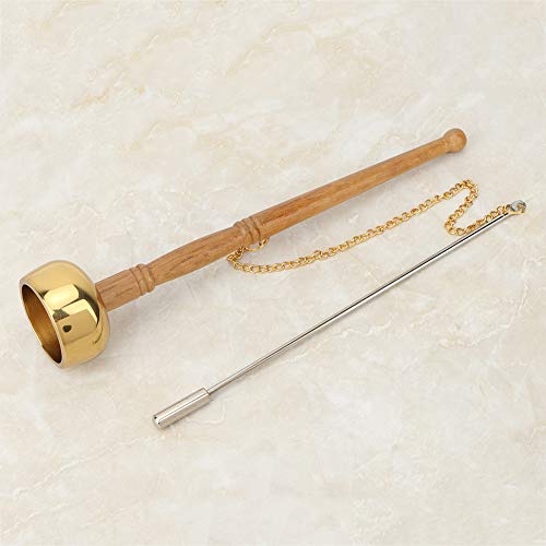 Tibetan Hand BellMeditation and Prayer Bells Buddhism Wooden Handle Brass Hand Bell Meditation Singing Bell Singing Scripture Implement Buddhist Supplies