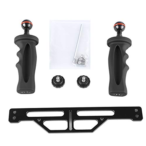 Underwater Video Light Stabilizer Tray, Lightweight Aluminium Tray for GoPro OSMO and Any Other Camera with 1/4 inch Screw Hole B Version-black