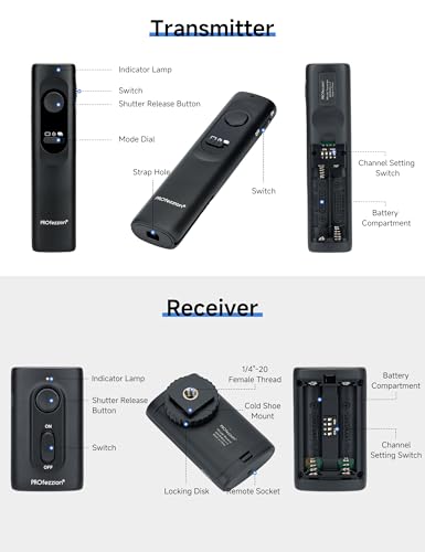 PROfezzion 164ft Remote Shutter Release Wireless for Select Canon Cameras For Canon RS-60E3