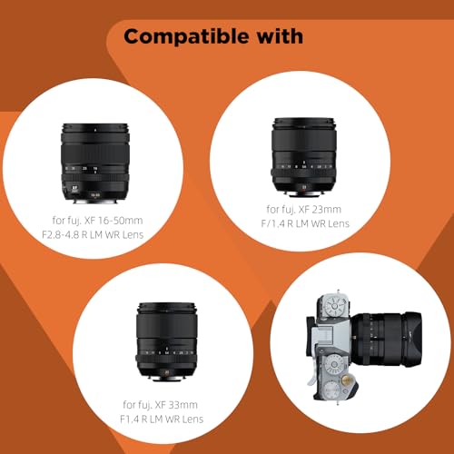 Haoge Metal Square Lens Hood for Fujifilm Fuji XF23mm f1.4 R LM WR Lens (58MM) Fujinon XF33mm F1.4 R LM WR Lens, Fujinon XF 16-50mm F2.8-4.8 R LM WR Lens Bayonet Hood Shade,with Metal Cap Kit