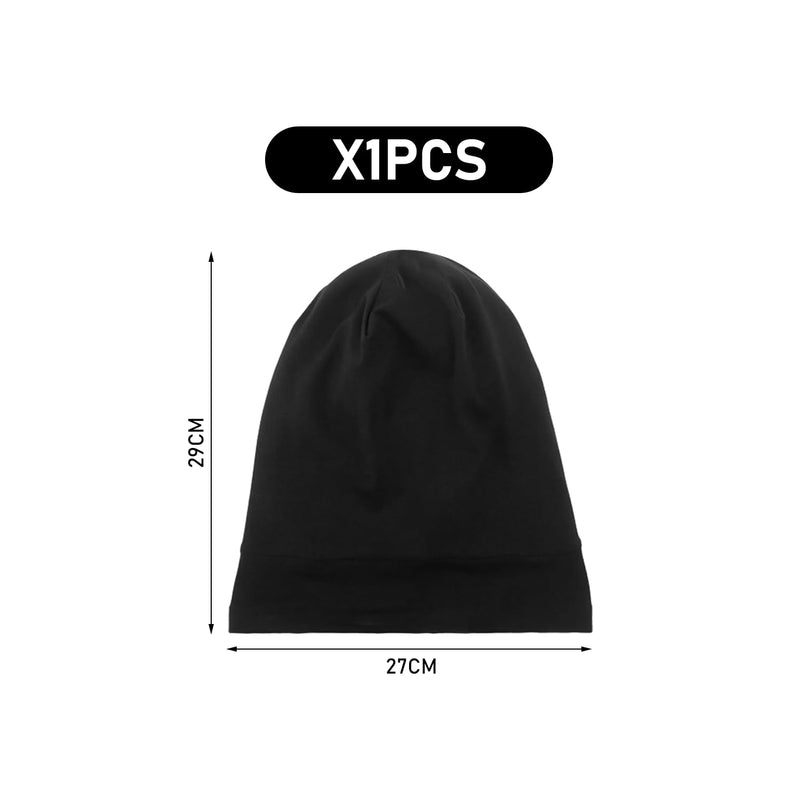 1 x Sleep Cap, Women's Hair Hat, Adjustable Elastic Bandana, Satin Jumper Hat, Toe Cap, Breathable and Warm Hat, Hair Cap for Sleeping (Black)