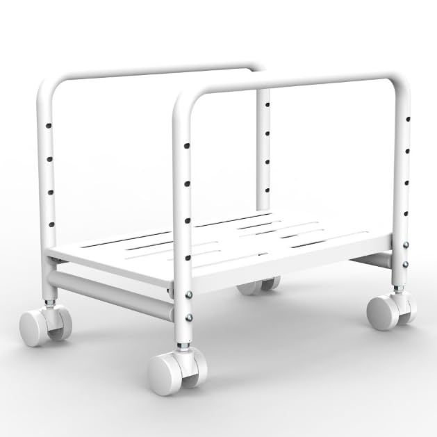 PUTORSEN Computer Tower Stand Under Desk for Most Mid-Tower, White | Height Adjustable PC Stand, Smooth 360° Locking Wheels, Easy to Assemble, Stable, Rolling CPU Holder, Max Load 66 lbs