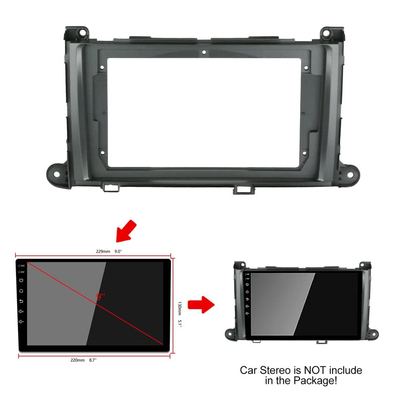 Fits for Toyota Sienna XL30 2010-2014 Car Radio Stereo Fascia Frame Double DIN 9 inch Dash Installation Mounting Kit