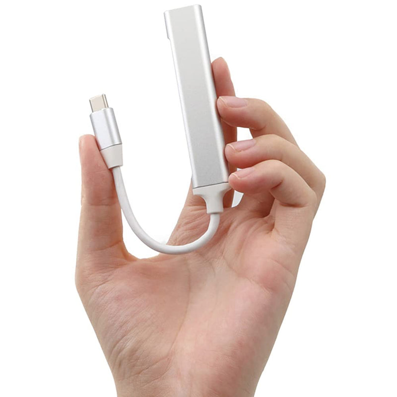 JacobsParts USB-C Type C to USB 3.0 4 Port Hub Splitter for MacBook Pro/Air, iPad, PC, Chromebook, Phone (Silver) Silver
