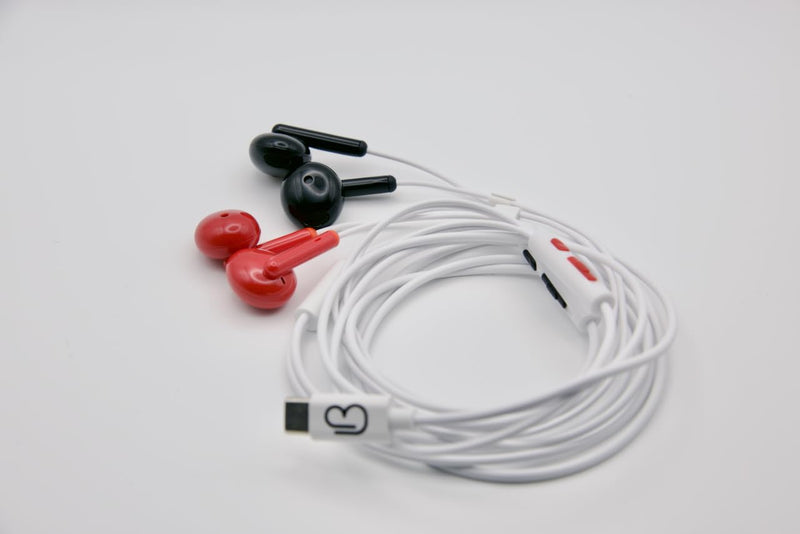 | Two-Person USB-C Earbuds for Couples | Dual Headphones with Individual Volume Control & Microphones | Share Music, Movies & Audiobooks Together | Includes Travel Pouch | 3-Year Warranty