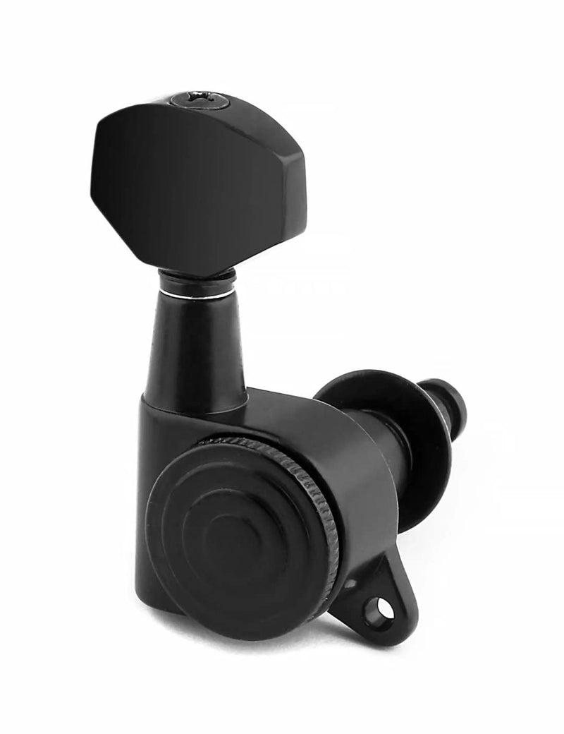 Rubatone Locking Guitar String Tuning Pegs Sealed Machine Heads Tuners Tuning Keys 6 In Line for Right Handed Electric Guitar or Acoustic Guitar Black.