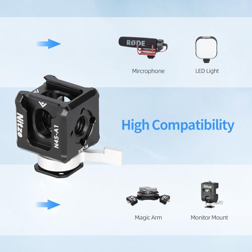 Nitze Triple Cold Shoe Adapter, Quick Release Cold Shoe Mount - N45-A1