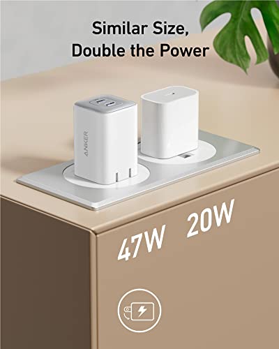 Anker 240W 6 ft Upcycled-Braided USB C Cord, 47W USB C Charger (Nano 3), 2 Port Compact Foldable GaN Fast Charger