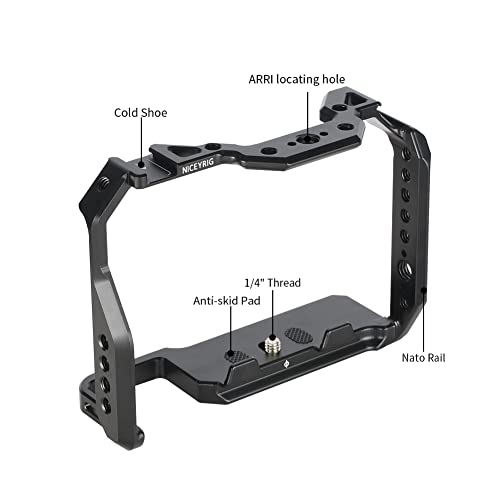 NICEYRIG Compact Cage for Sony Alpha 7V / 7R V/Alpha 7 IV/Alpha 7S III with NATO Rail Double Cold Shoe - 497