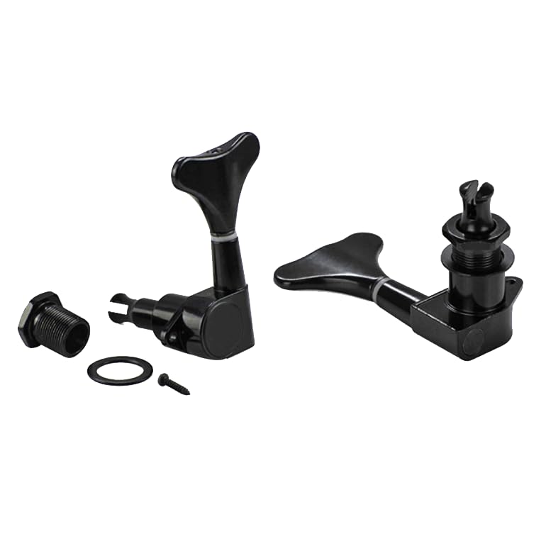 2 Left 2 Right Inline Sealed Bass Tuners Tuning Pegs Keys Machine Heads Set for Precison Bass or Jazz Bass (Black) (Left+Right)×2 Black