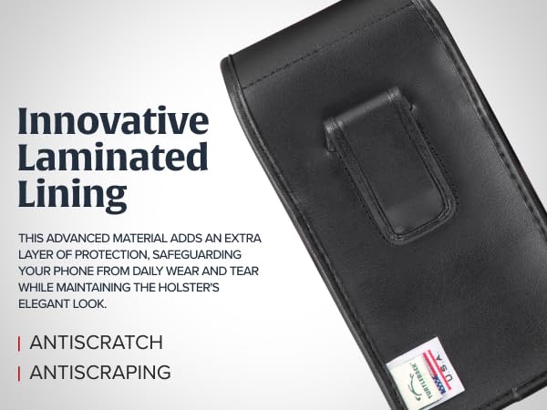 Turtleback Belt Clip Designed for iPhone 12 & 13 Mini Vertical Holster Case Black Leather Pouch with Executive Clip, Small Vertical - Leather w/ Leather Clip