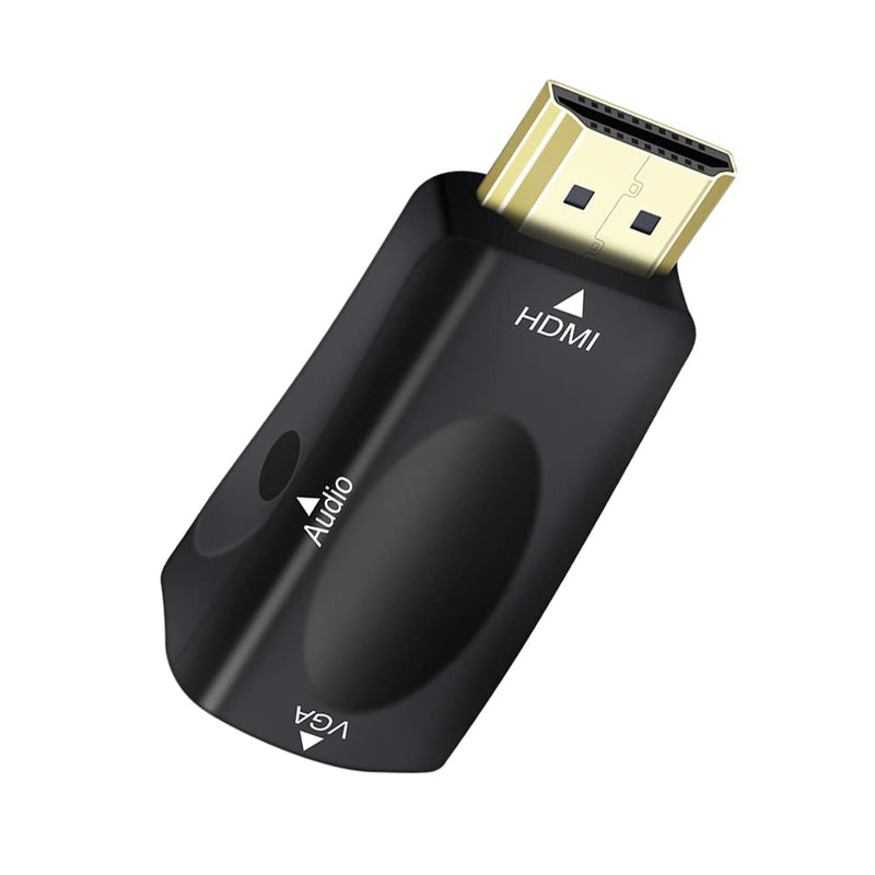 DTECH HDMI to VGA Adapter with 3.5mm Audio Jack for Computer Monitor Laptop Raspberry Pi PS3 Xbox DVD TV LCD Display 1080P Full HD Video (Male HDMI Input and Female VGA Output)