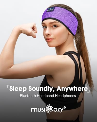 MUSICOZY Sleep Headphones Wireless, Bluetooth Headband Sports Sleeping Headphones Sleep Mask Earbuds Breathable Music Headband with Bluetooth 5.4, Perfect for Workout Running
