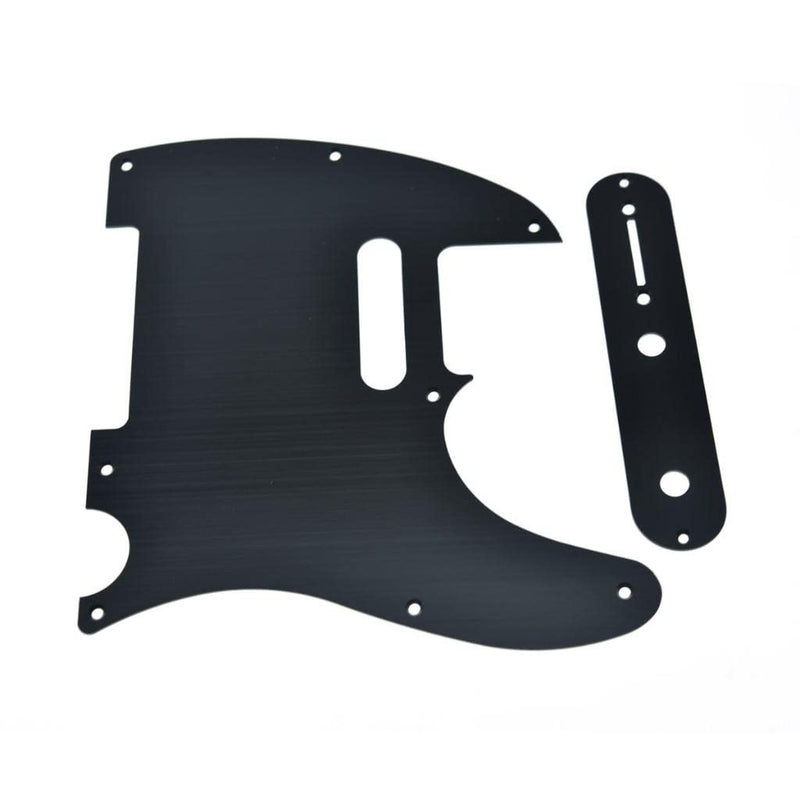 [AUSTRALIA] - KAISH Metal Aluminum Anodized Tele Pickguard with Metal Control Plate and Screws for American/Mexican Telecaster Black 
