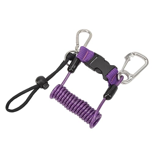 VGEBY Diving Camera Spring Rope, Stainless Steel Diving Anti Lost Hook Spring Rope Coiled Lanyard for Diving Outdoor Climbing Purple