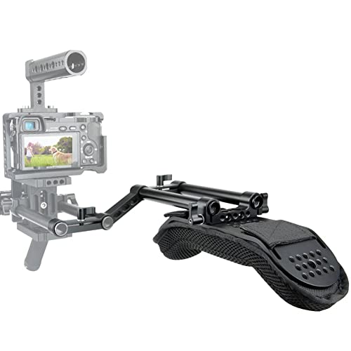 NICEYRIG 15mm Shoulder Pad Kit with Rail Raiser /15mm Rods 6 Inch for Shoulder Rig System Video Camera DSLR Camcorders