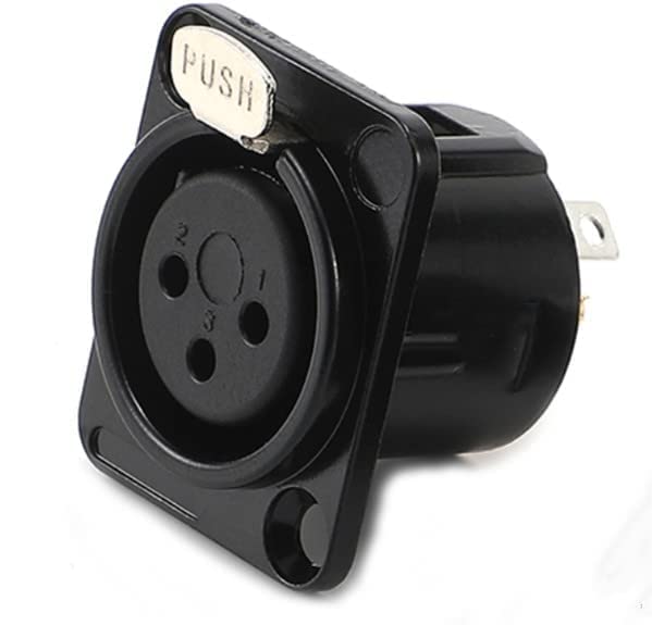 XLR Female Jack 3 Pin Panel Mount Jacks, XLR Female Socket Audio Speaker Microphone Connector 8Pcs,Black Metal Housing.
