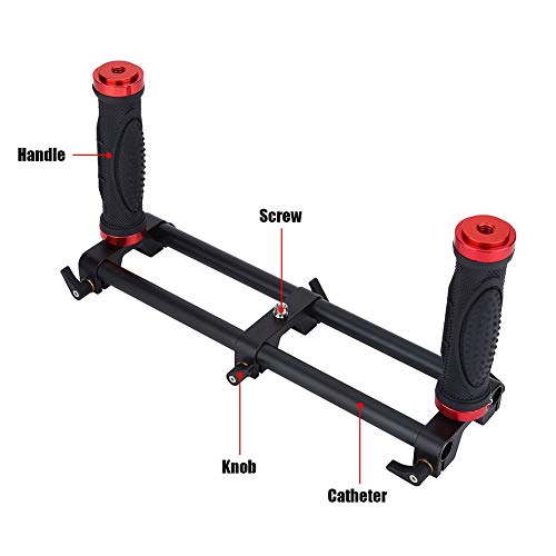 Dual Grip Handheld Stabilizer, Camera Dual Grip Extender Handle Gimbal Stabilizer Rig with 1/4'' Screws and 3/8" Screws for for Feiyu for Moza