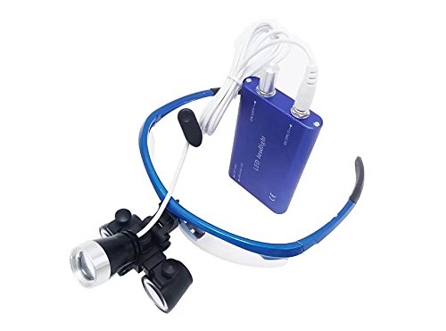 BoNew 2.5x420mm Portable Surgical Binoculars Magnifier Optical Glass + 3W LED Headlight Blue