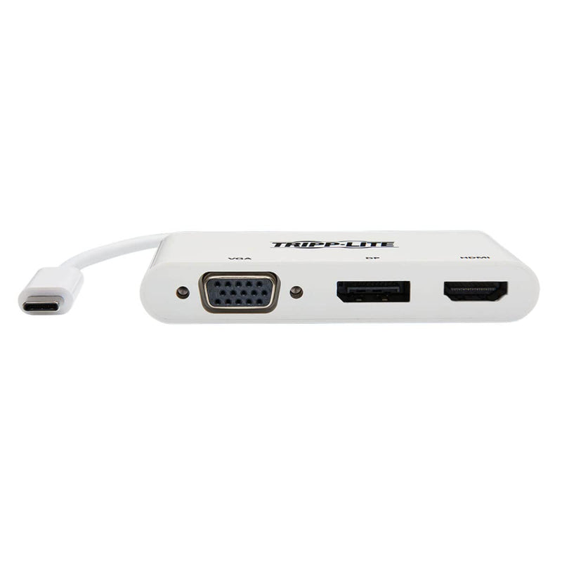 Tripp Lite USB C to HDMI/DisplayPort/VGA Adapter (M/F), USB 3.1 Gen 1, Thunderbolt 3 to HDMI/DisplayPort/VGA, 4K Adapter, White (U444-06N-HVDPW)