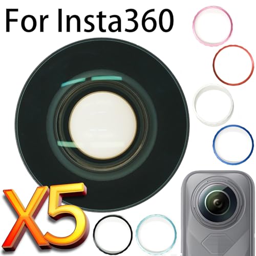 Koulele Replacement Camera Lens for Insta360 X5, Panoramic Camera, Black Glass Repair Part Accessories, 360 Degree Wide-Angle Lens with Anti-Reflective Multi-Layer Coating (no Ring 2) no ring 2