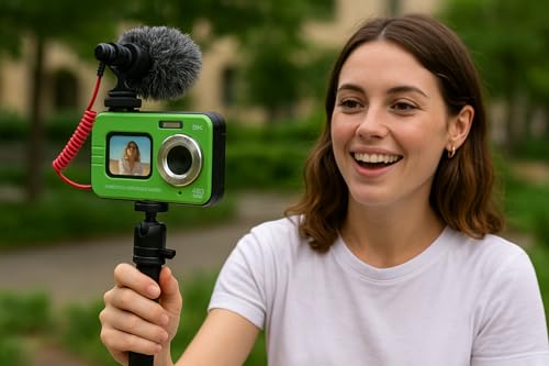 Mercanova 5K Underwater Camera, Waterproof, 48MP, Dual Screen, Green