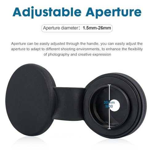 Adjustable Iris Filter Cover M30 Iris Aperture Diaphragm Adapter Optical Diaphragm 1.5-26mm Lens Module Adapter Ring for PVS 14(Adjustable Iris Filter Cover Set x1)