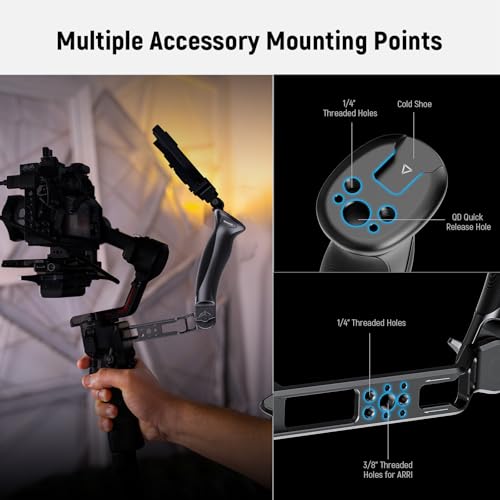 NEEWER Basic Adjustable Gimbal Sling Handle Grip Compatible with DJI Ronin RS4Mini RS4 RS4Pro RS3 Mini RS 3 Pro RS2 RSC 2 Stabilizer, Ergonomic Handgrip Low Angle Shots Accessories Expansion, CA143