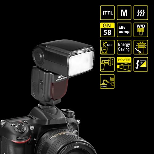 VK750II TTL Flash Speedlite with LCD Screen for Nikon F DSLR Camera