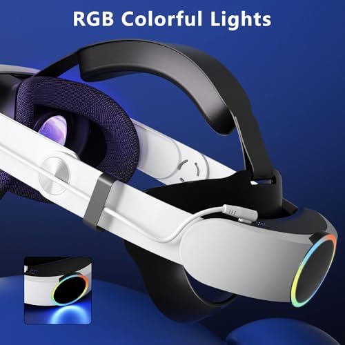 Head Strap for Meta Quest 3, RGB Light 10000mAh Battery for Oculus Quest 3, Elite Strap Enhanced Support and Balance in VR