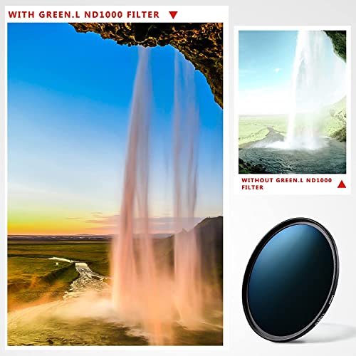 GREEN.L 67mm ND1000 Filter, Slim 10-Stop Fixed Neutral Density 67mm ND Filter for Long Exposure Photography
