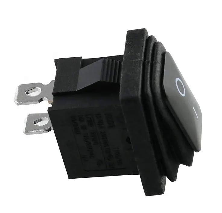 Waterproof IP65 Mini Toggle Switch, Device Switch 250V 6A, 125V 10A AC, KCD1 (6V 9V 12V 24V 125V AC/DC), Black Rectangular 19 x 13 mm, 2 Pole ON/OFF