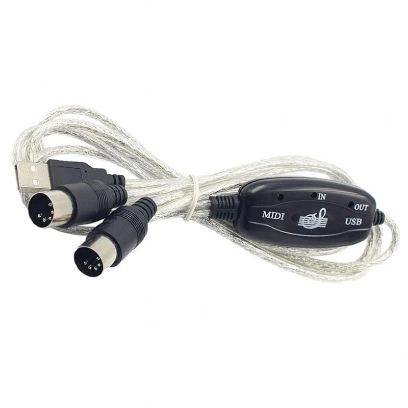 USB MIDI Cable Adapter, B60 Midi USB Cable Interface Converter 5-Pole in Out Midi to USB Adapter 2m