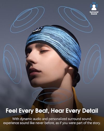 MUSICOZY Sleep Headphones Bluetooth Headband, Sleep Mask with Bluetooth Sleep Headphones, Sports Sleeping Headphones Sleep Earbuds with Ultra-Thin HD Stereo Speakers for Travel Workout, 2 Packs