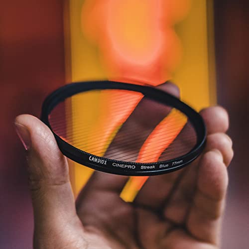 Cinepro EX Blue Streak Star Flare Filter - Cinematic Starlight Effect with rotatable Ring for DSLR mirrorless Video Camera (77mm) 77mm