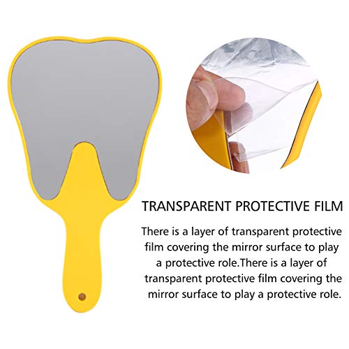 [AUSTRALIA] - Hand Mirror, 4 Colours Tooth Mirror for Children, Single-sided Hand Mirror with Low Magnification, Dental Care Hand Mirror Tool, Cute Dental Care Hand Mirror Tool, Plastic Handle (Yellow) 
