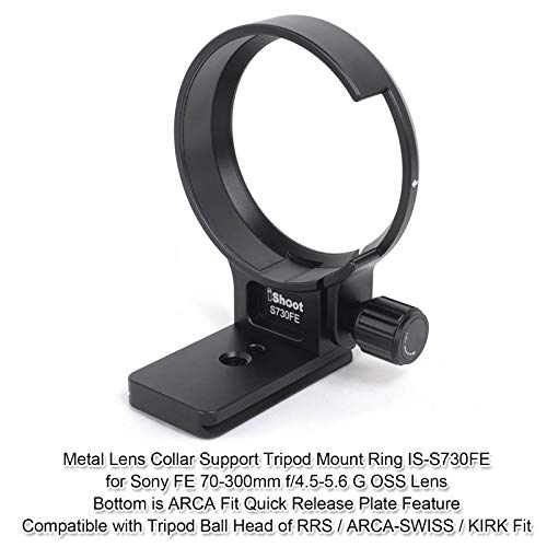 iShoot Improved 82mm Lens Collar Tripod Mount Ring for Sony FE 70-300mm f/4.5-5.6 G OSS Lens SEL70300G, Built-in ARCA-Swiss Fit Quick Release Plate for Arca Type Tripod Ball Head