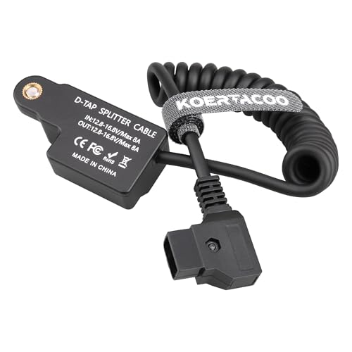 D-Tap 1×3 Power Splitter Adapter with Voltage Display. Coiled Cable Version