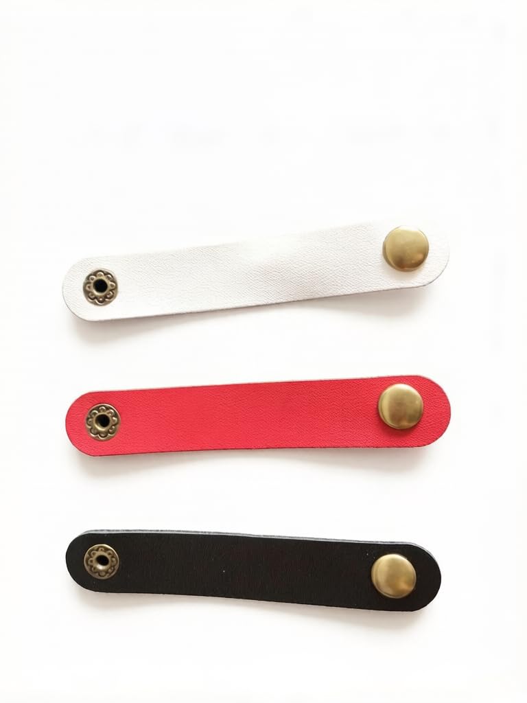 HORNO 6Pcs PU Leather Cable Organizer | Data Line Storage Ties Desk Reusable Cable Ties for Home Office Travel
